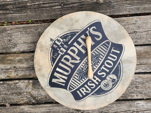 Murphy's Irish Stout Drum Beer Sign 18" Celtic Bodhran Vintage Advertising - Picture 8 of 23