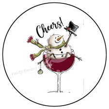 30 CHEERS CHRISTMAS SNOWMAN ENVELOPE SEALS LABELS PARTY FAVORS STICKERS 1.5"