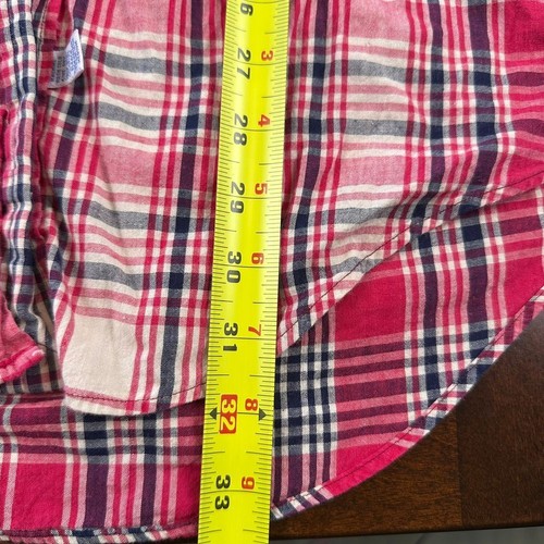 Camisa Ralph Lauren Madras Cuadros Manga Corta Abotonada Algodón Rojo Azul L - Imagen 4 de 5