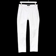 Lafayette 148 White Denim Jeans Cotton Stretch High Waist Straight Leg Tiny Flaw