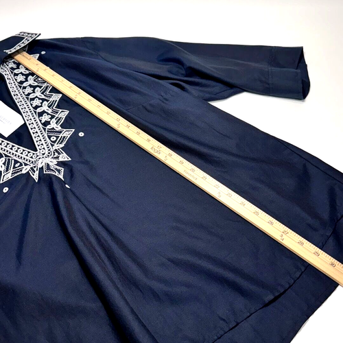 $119 NUEVO Top Talbots Bordado Talla 22W Mezcla Seda Popover Túnica Manga 3/4 Azul Marino - Imagen 11 de 13