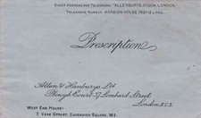 ALLEN & HANBURYS LTD,London EC3 Dispensing Chemists Prescription Envelope  46752