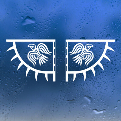 Viking Raven Flag Banners Vinyl Decal Mirrored Pair Hugin Munin Norse Mythology