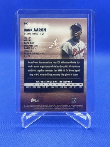 2023 Topps Stadium Club - Chrome #103 Hank Aaron - Picture 2 of 2