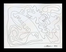 BLACK on WHITE #12 ORIGINAL ART DRAWING Modern Abstract Illustration C Peterson