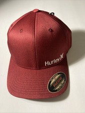 New Hurley By Yupoong Hat Cap Flexfit Stretch Size L/XL Red Corp Textures