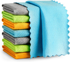 Microfiber Glass Cleaning Cloths, 8PK, 16"X16" Premium Microfiber Glass and Wind