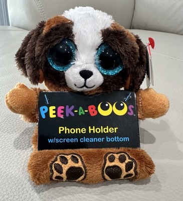 Ty Beanie Peek-a-Boo's Plush 4 inch Cellphone Holder Pups the Dog New all tags