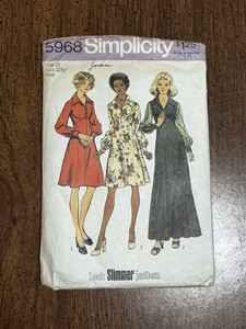 5968 Vintage Simplicity Sewing Pattern Misses High Waisted Dress ~ 1973 Size 10