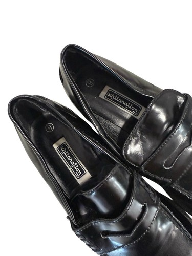 Vintage 90s y2k xhilaration loafers shoes 9 black vegan leather chunky goth - Picture 3 of 11
