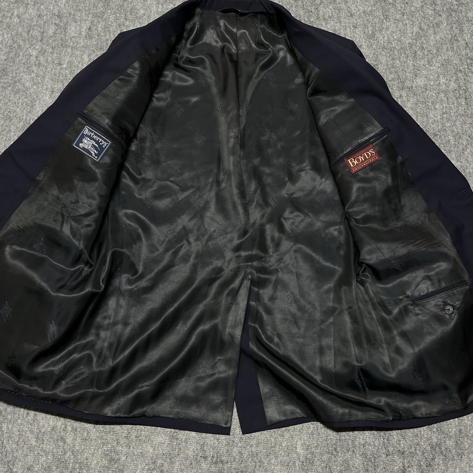 Burberry Gold Button Blazer Mens 44R  Navy Blue Single Breasted