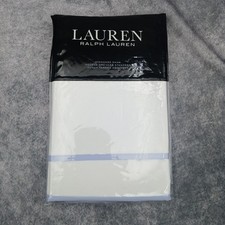 RALPH LAUREN Spencer Sateen Border European Sham White With Light Blue 19''x29''