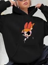 Women's The Powerpuff TV Show Hoodie - Blossom, Buttercup  Bubbles Iconic Logo