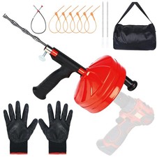 50 Ft Drain Auger,Use Manually or Drill Powered 50 Feet Drain Snake,Heavy Dut...