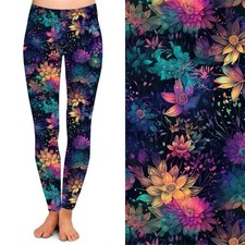 Bright Flower Pattern WIth Pockets Printed sport leggings Yoga womens Leggings