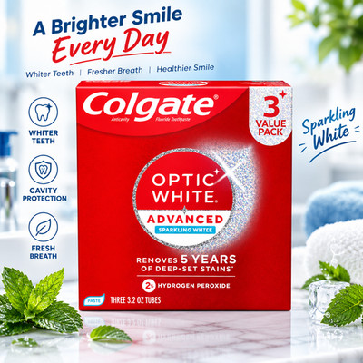 Colgate Optic White Advanced Toothpaste 3 Pack 3.2 oz Hydrogen Peroxide Whitenin