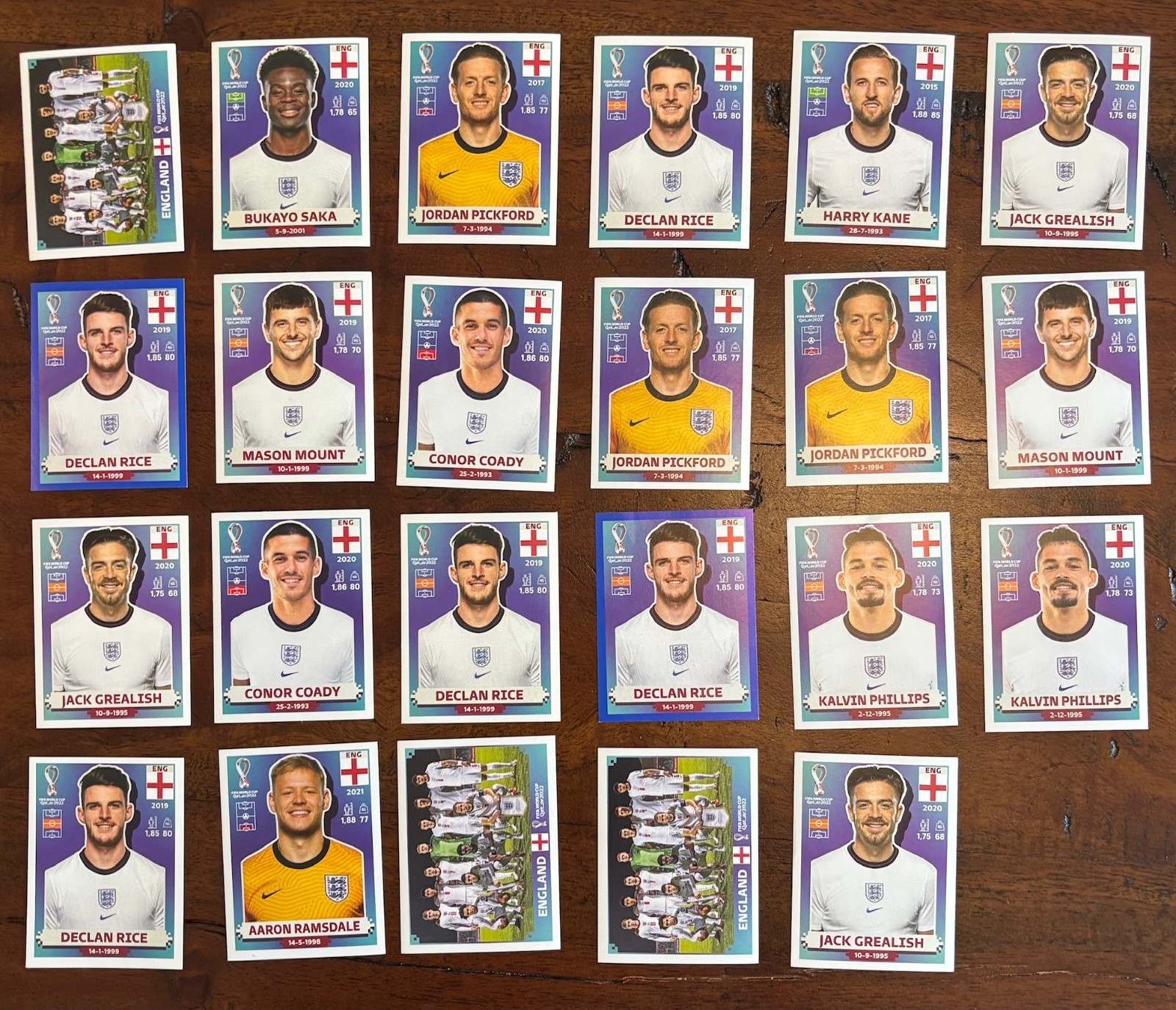 panini world cup 2022 stickers - england (23 stickers)