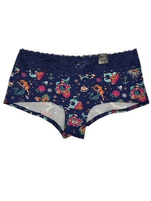 NWT TORRID Boyshort Pantie Sz 0X-1X-2X-4X Blue Mermaids Skulls Lace Jersey