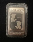1985 Graduation Canadian NATIONAL One Troy Ounce .999 Silver Art Bar