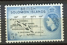 BRITISH SOLOMONS; 1956 early QEII Pictorial issue fine MINT MNH Unmounted 5d.