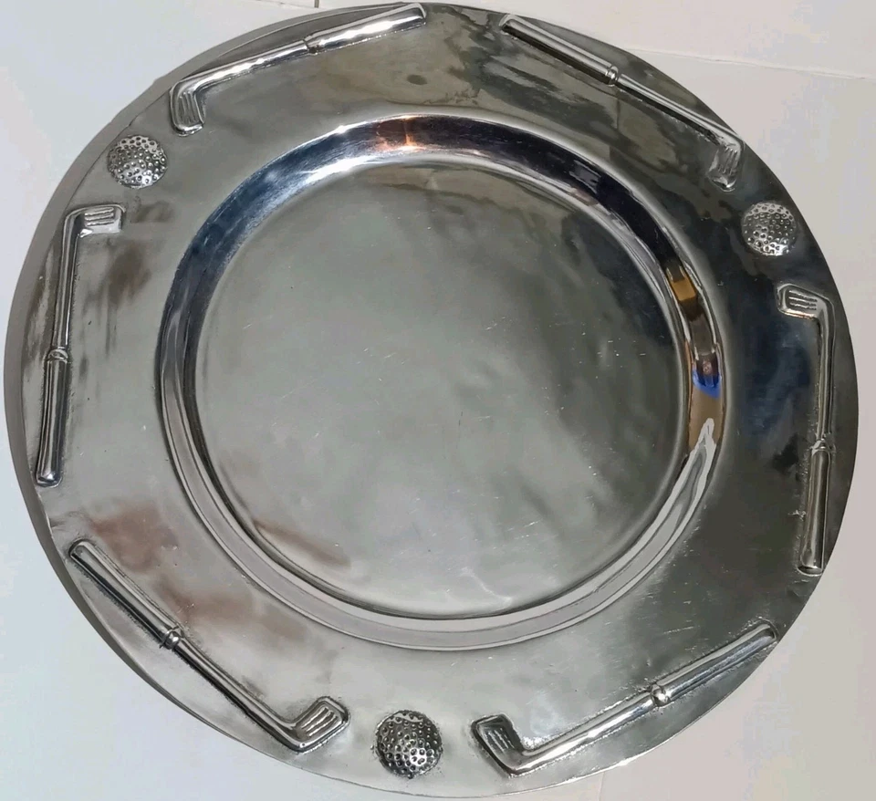 Plato bandeja de aluminio para servir golf Memobilia fiesta 16" pelotas y palos leer  Foto 2 de 4