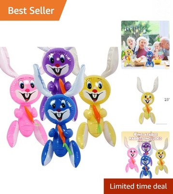 Set of 4 Inflatable Easter Bunnies (23 ) with Carrot - Colorful Decor for Cel...