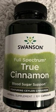 Swanson True Ceylon Cinnamon 300 mg 120 Caps Blood Sugar Cardiovascular Health