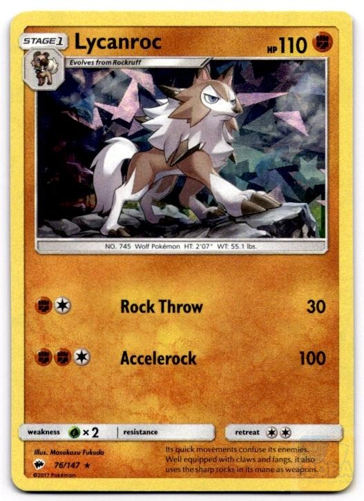 Lycanroc (Cracked Ice Holo) 76/147 Holo Holo Rare Deck Exclusives Pokemon MP