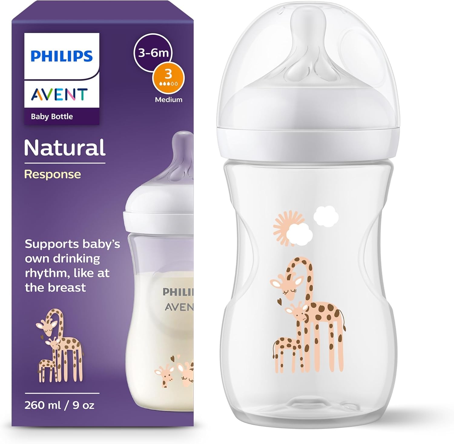 Biberón Philips Avent Natural Response - Biberón de leche 260 ml, BPA...