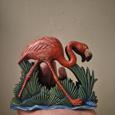Pink Flamingo Bird Napkin Paper Letter Holder Novelty Figure Display Vintage 