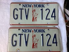 1986-2000 New York Liberty License Plate Set/Pair Tag GTV  124