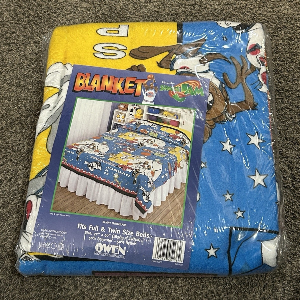 NOS Vtg 1996 Space Jam Blanket Michael Jordan Looney Tunes Sealed