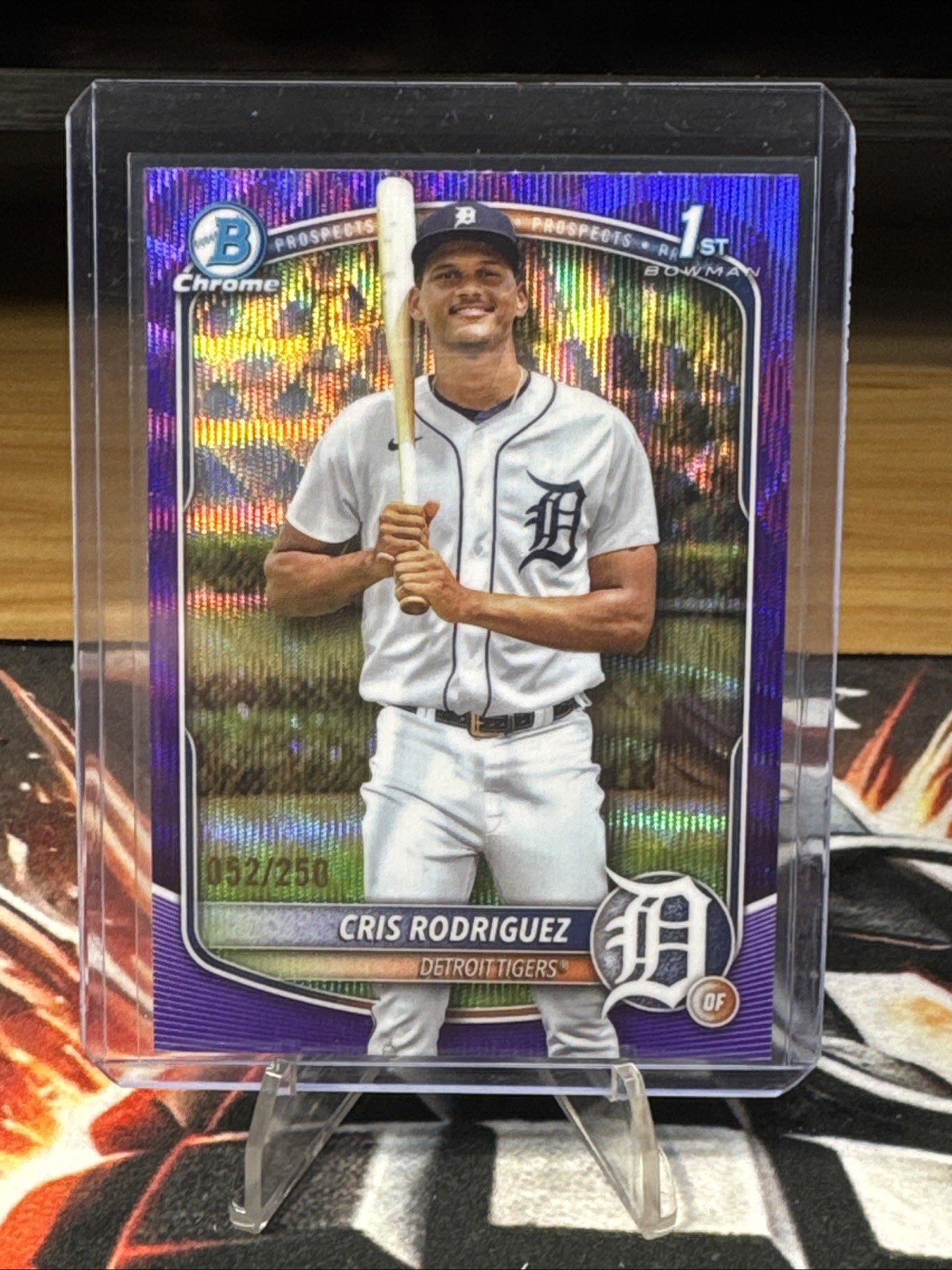 2025 Bowman Chrome Cris Rodriguez Purple Wave Refractor 1st Prospect #052/250