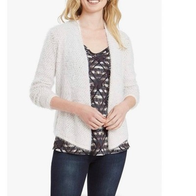 NIC+ZOE The Right Fluff Cardigan Cream Beige L/S Size 1X Plus NWT