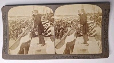Underwood Stereoview Card President Roosevelt Speech in Concord N.H. 1903