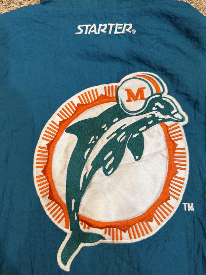 Vintage Starter NFL Miami Dolphins Jacket Half Zip Hooded Men’s Size S - Image 3 of 4
