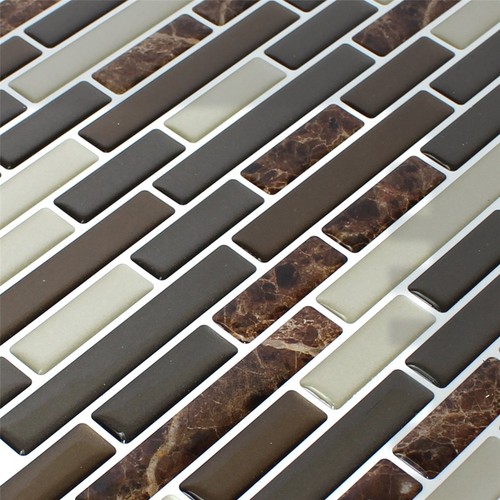 Mosaikfliesen Vinyl Braun Mix Selbstklebend 4er Pack Badezimmer Küche Wohnzimmer - Bild 2 von 5