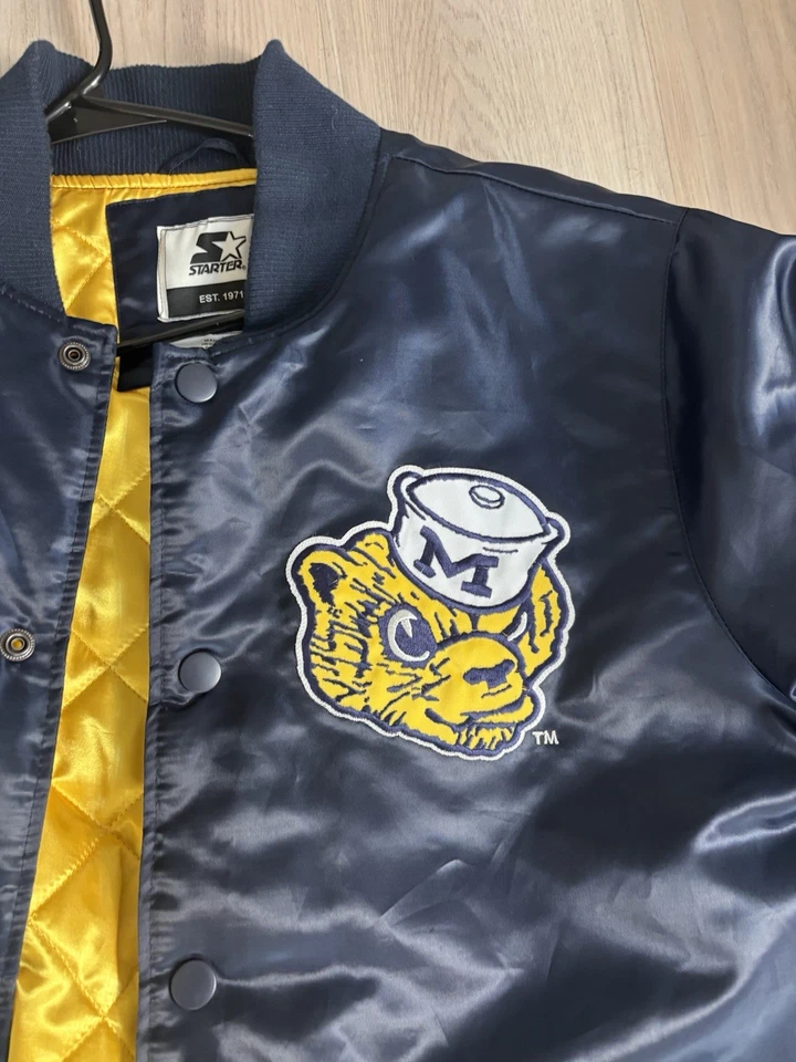 Michigan Wolverines Retro Logo Bomber Starter Chaqueta Grande Foto 2 de 4
