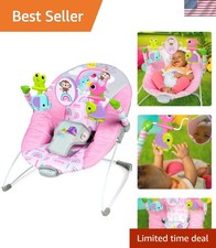 Pink Paradise Infant Bouncer with 3 Toys, Vibrating Seat - Safe for 0-6