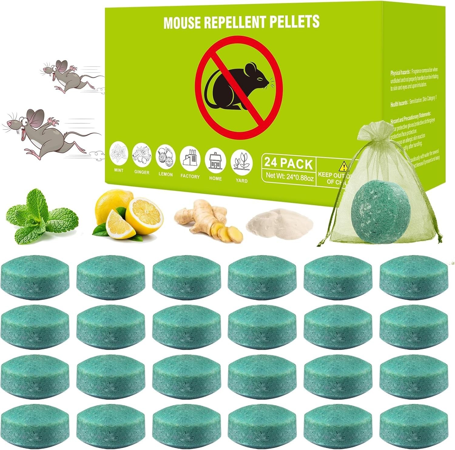 Natural Rodent Repellent Peppermint Sachets 24 Pack Mouse Mice Pest - US