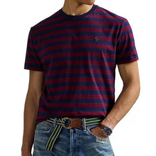 MENS POLO RALPH LAUREN S/S T-SHIRT SZ XXL WINE / NAVY STRIPES NWT