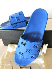 Authentic Gucci Pursuit Slide Rubber GG Perforated Sandals Men's 10 G / 10.5 US