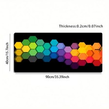 1 Large Gaming Mouse Pad with Rainbow Hexagon Pattern, Vibrant and Visually St