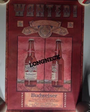 1981 Budweiser Beer WANTED LONGNECK Breweriana Poster
