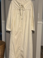 Vintage NWT Lily of France Small Ivory Gown Robe Sleepwear Velour Zipper Pocket