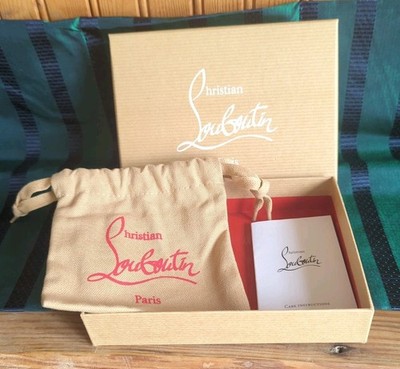 Authentic Christian Louboutin Leather Good Box +Beige Dust Bag 6.75  x 5  x 1.5 