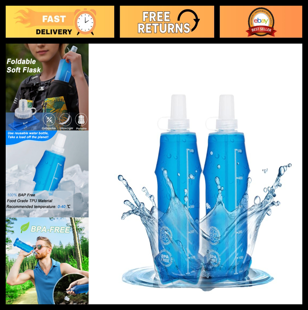 S - Bpa-free Soft Flask For Hiking, Running