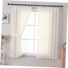 Pinch Pleated Sheer Curtains for Bedroom Living 40"W x 63"L Pack of 2 Cream