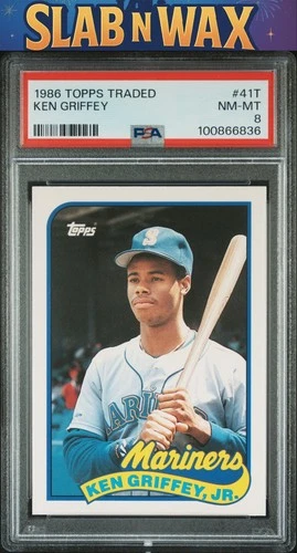 1986 Topps Traded Ken Griffey #41T Mariners / Reds Rookie PSA 8