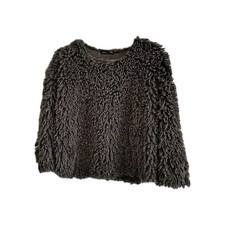 ZARA Sweater Cozy Gray Faux Angora Wooly Sweater Sz Medium Super Soft